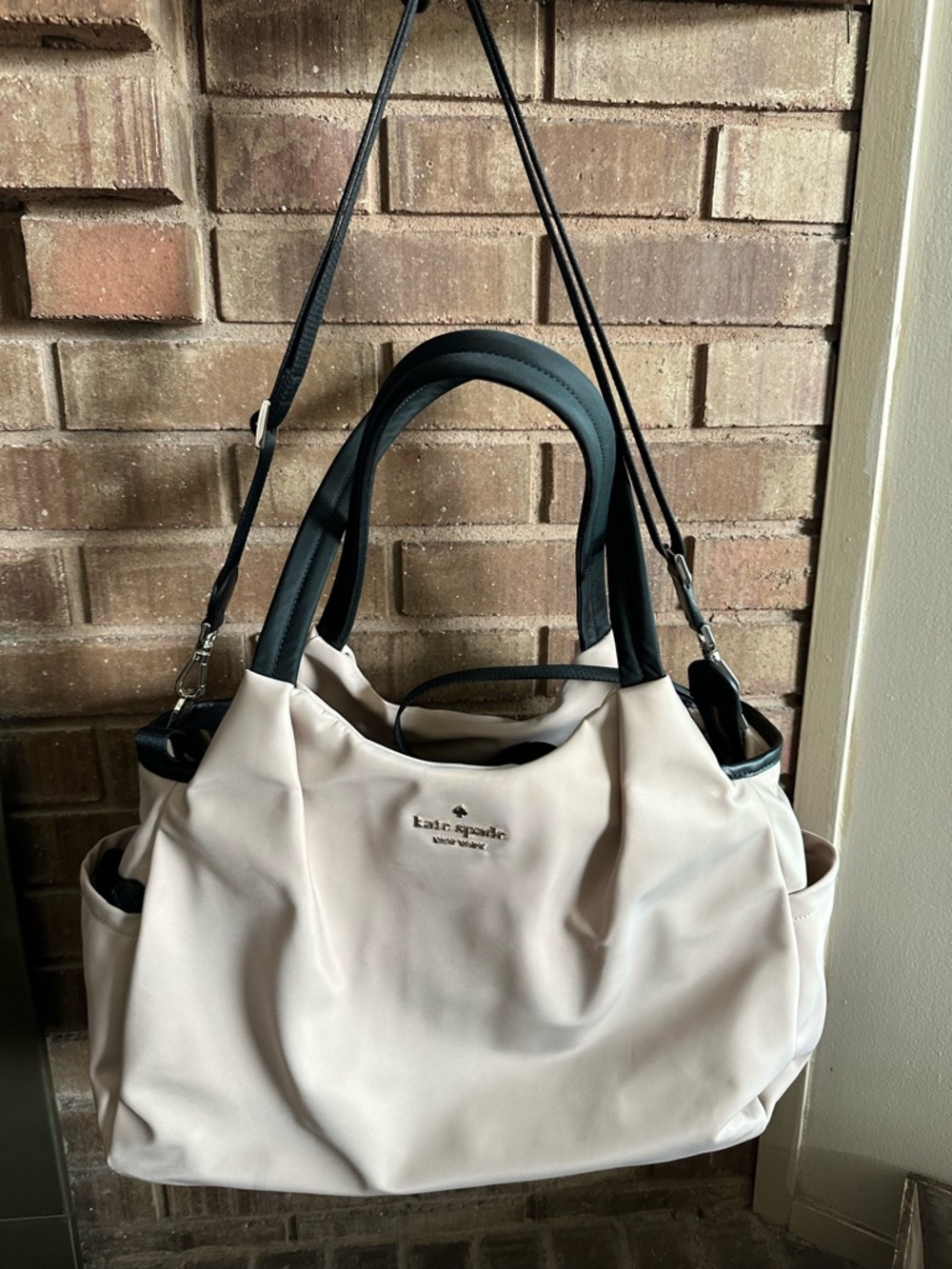 Kate Spade Chelsea Nylon Baby Bag / Diaper Tote – Neutral Beige & Black